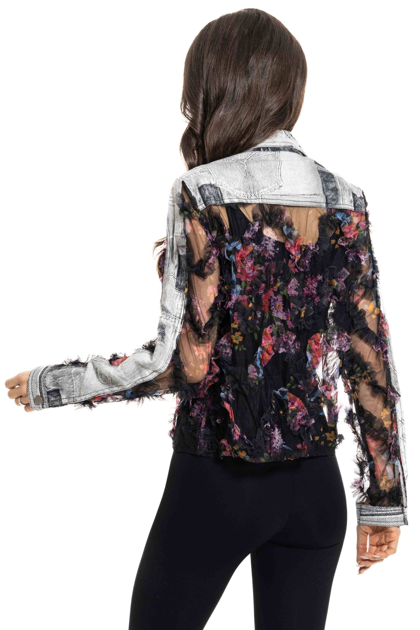 J’Adore Denim and Lace Embroidered Jacket