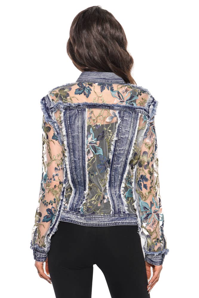 J’Adore Denim and Lace Embroidered Jacket - Da Bohemian Bazaar