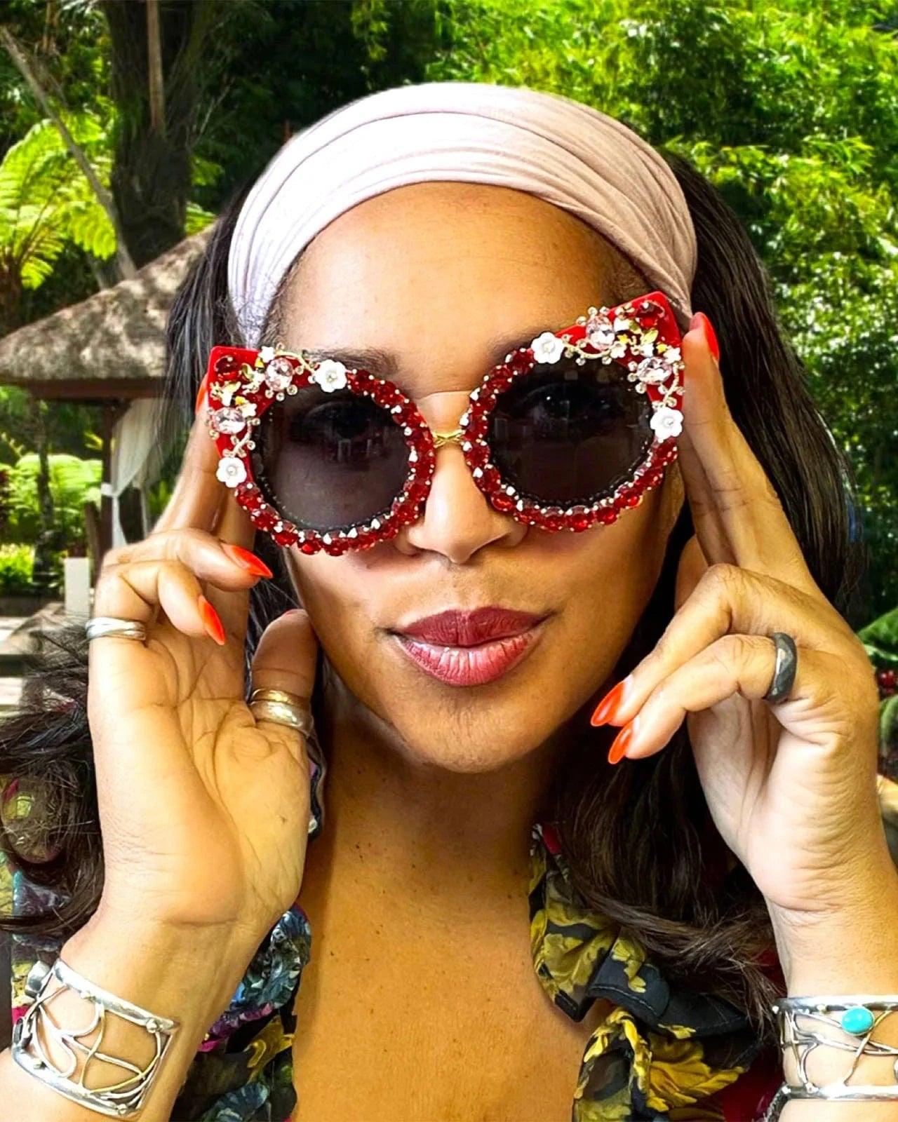 Zoe Cat-Eye Rhinstone Sunglasses - Da Bohemian Bazaar