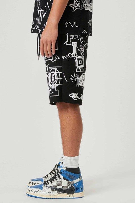 All-Over Doodling Shorts - Da Bohemian Bazaar