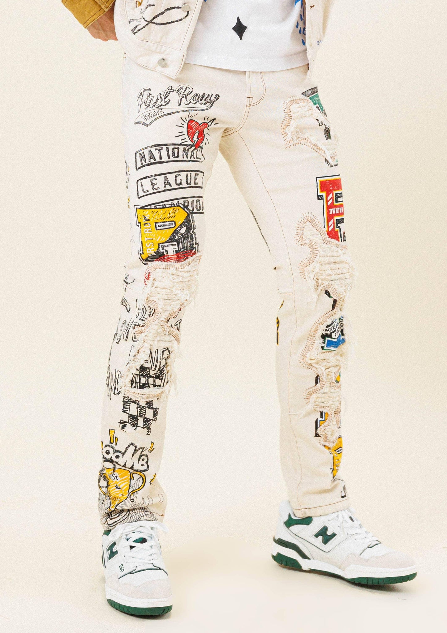 All-Over Doodling Artist Fitted Jeans - Da Bohemian Bazaar