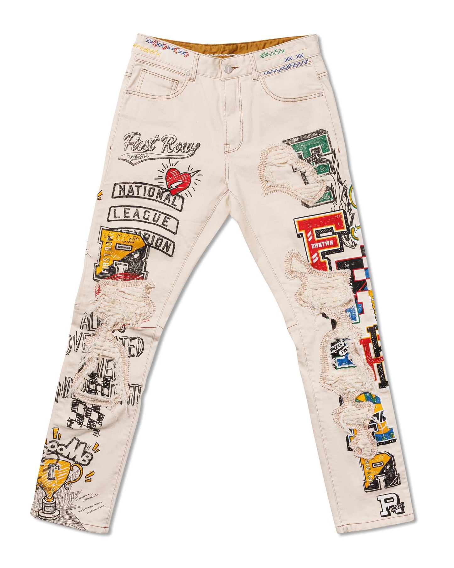 All-Over Doodling Artist Fitted Jeans - Da Bohemian Bazaar