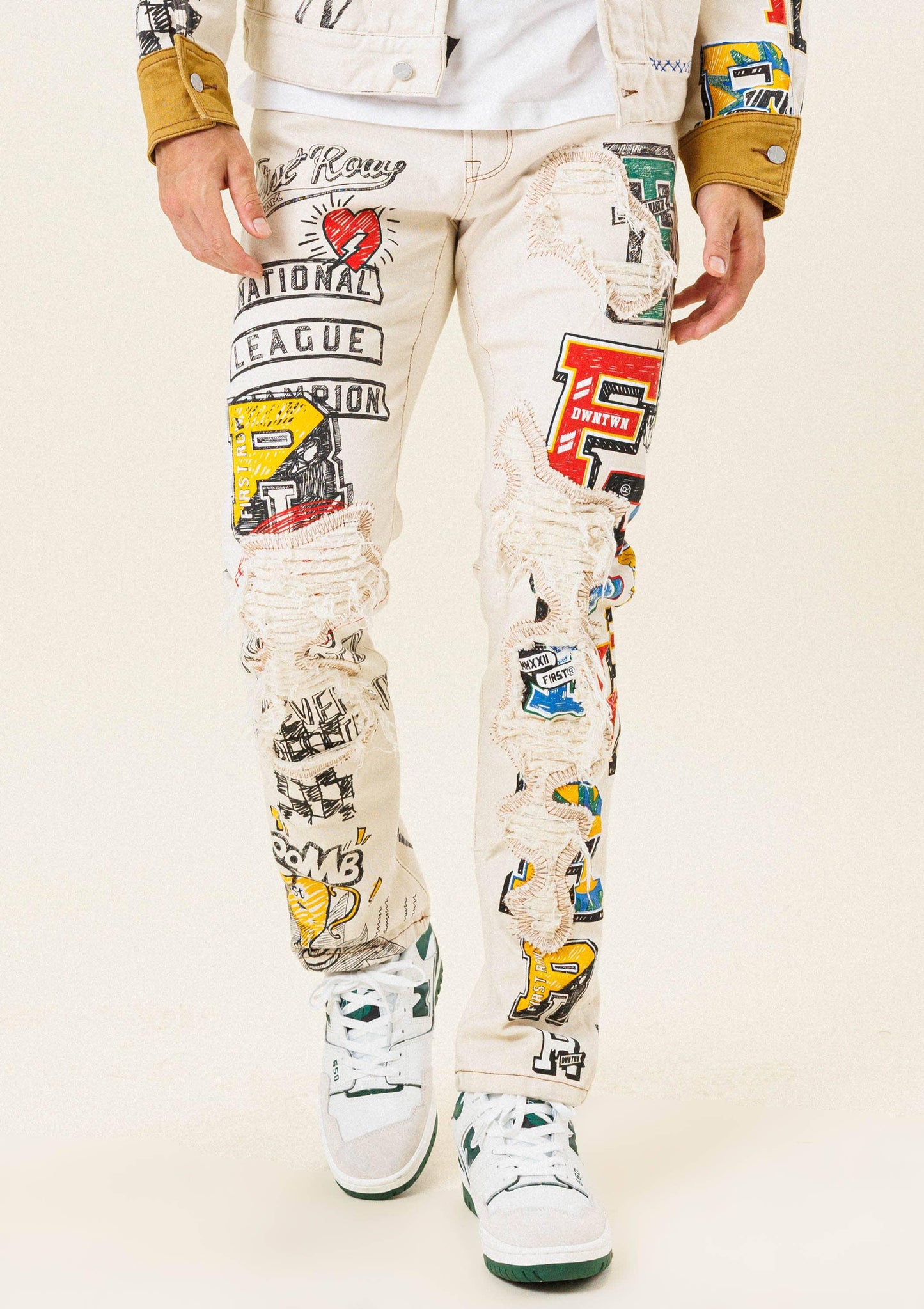All-Over Doodling Artist Fitted Jeans - Da Bohemian Bazaar