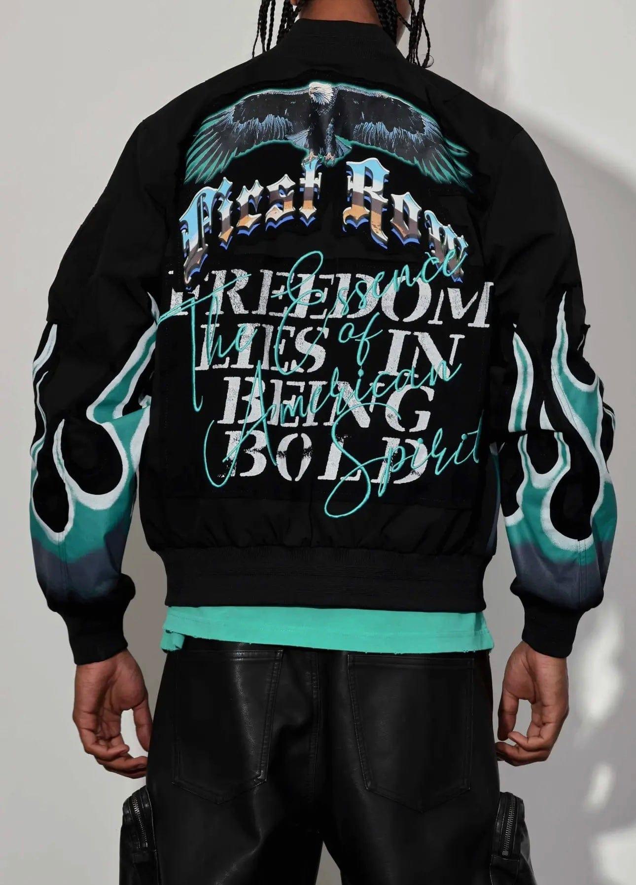 Freedom Is Not Free Flame MA-1 Bomber Jacket - Da Bohemian Bazaar
