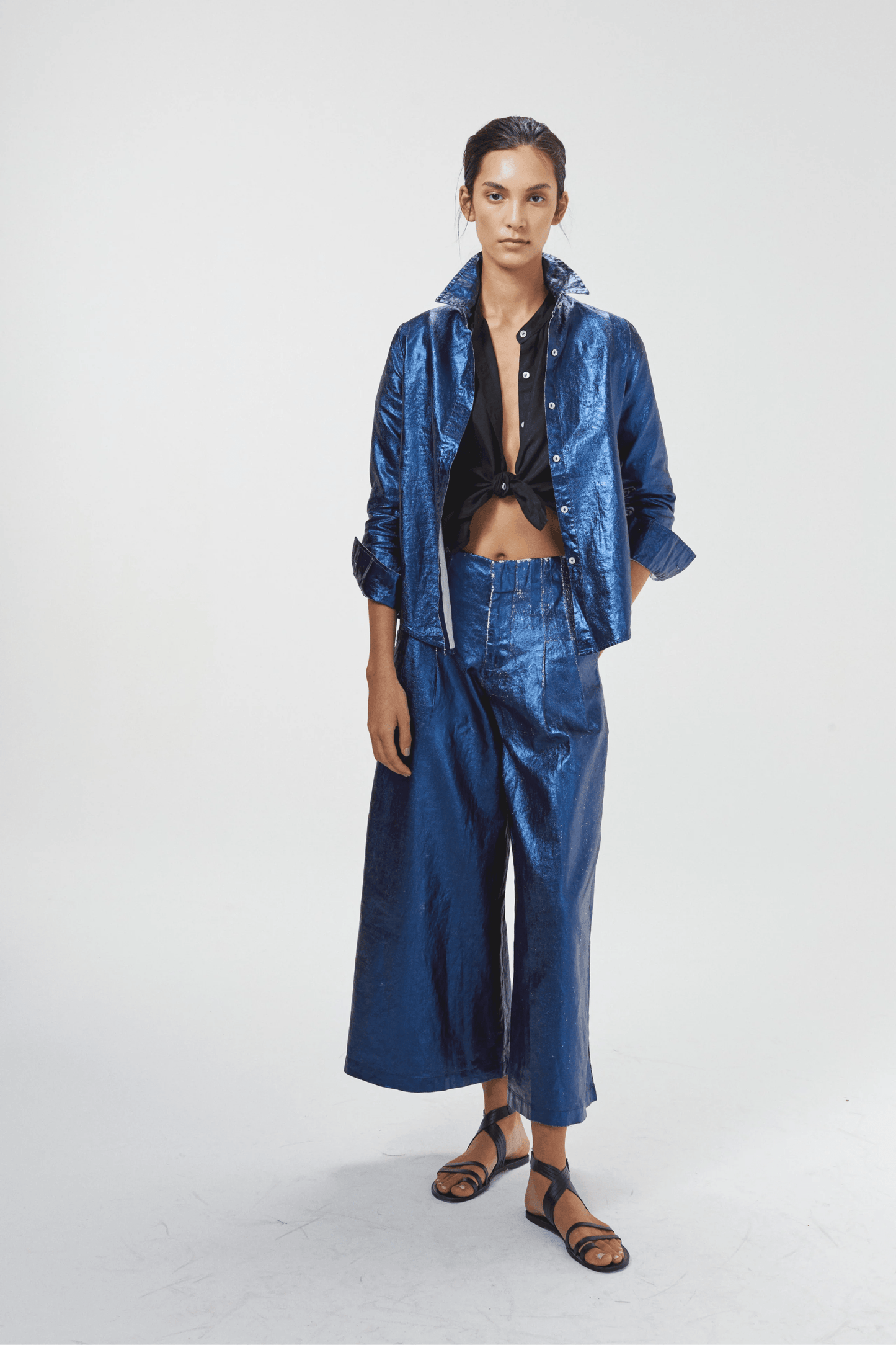 Metallic Linen Culotte Pant - Da Bohemian Bazaar