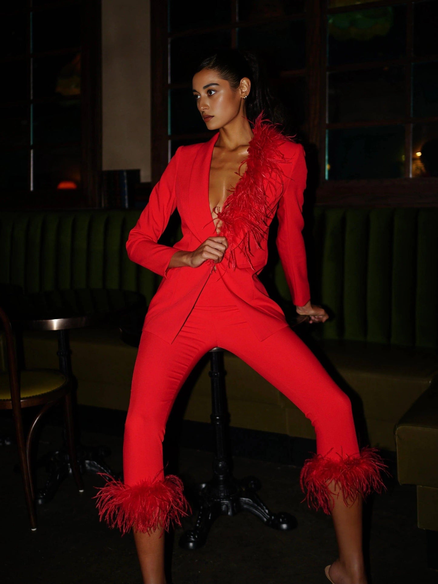 Leeza Pant with Feather Trim - Da Bohemian Bazaar