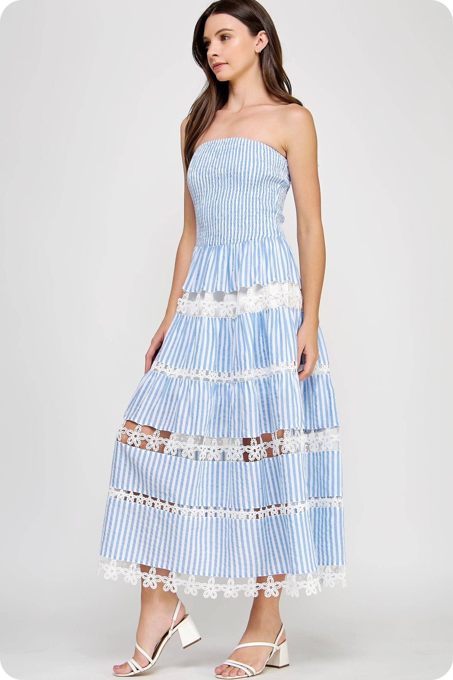 Lena Eyelet Midi Dress - Bohemian Resort Wear