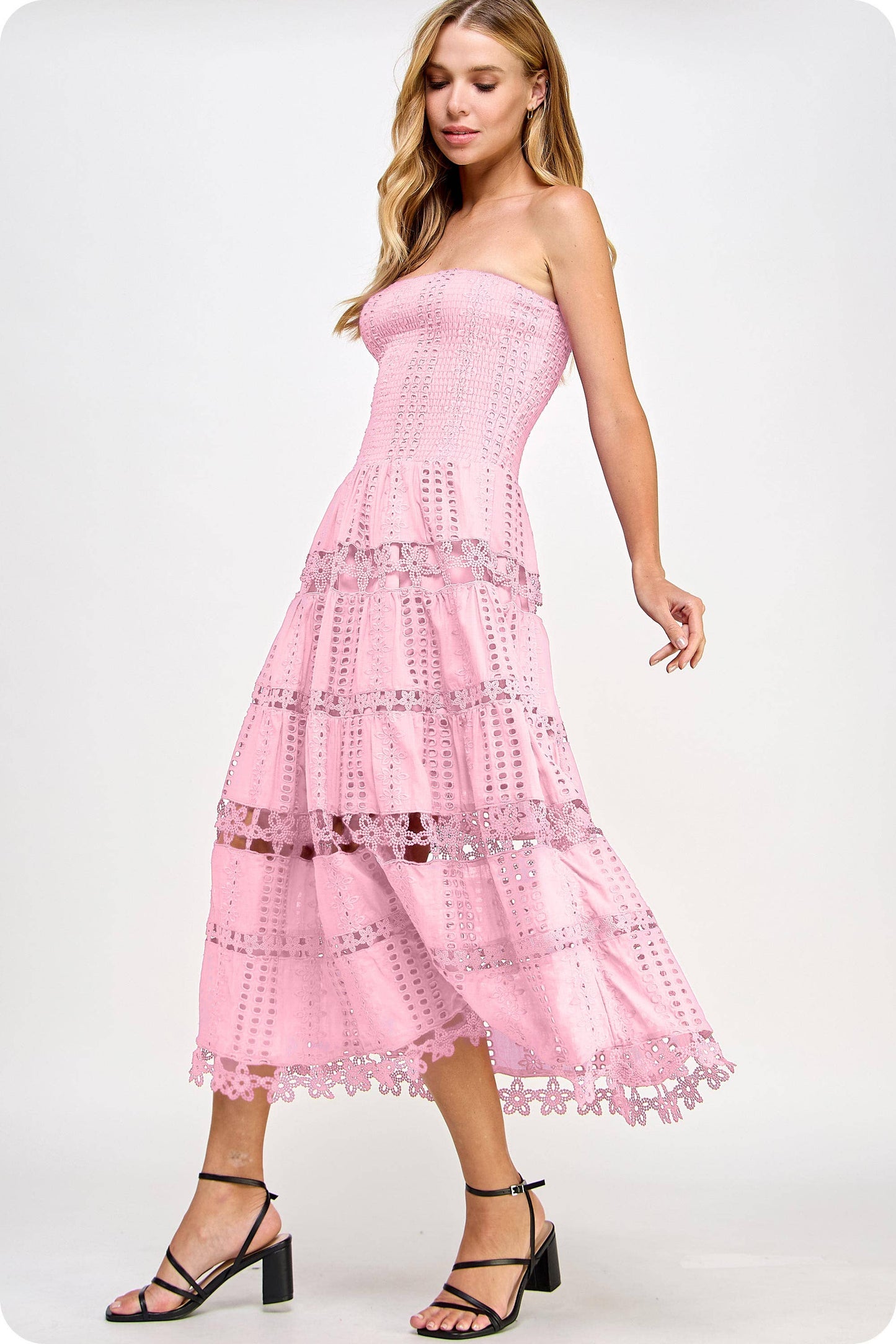 Lena Eyelet Midi Dress - Bohemian Resort Wear