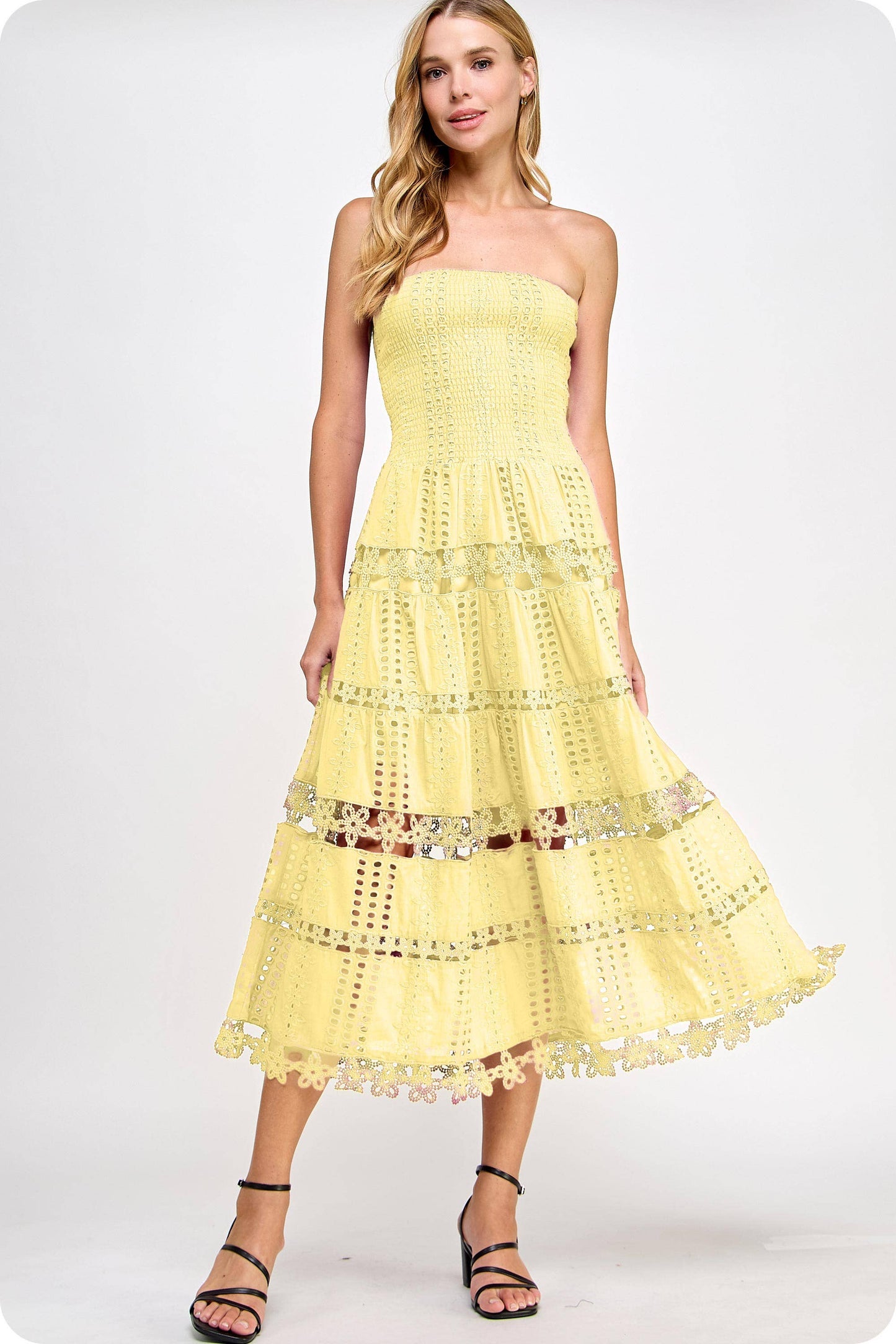 Lena Eyelet Midi Dress - Bohemian Resort Wear