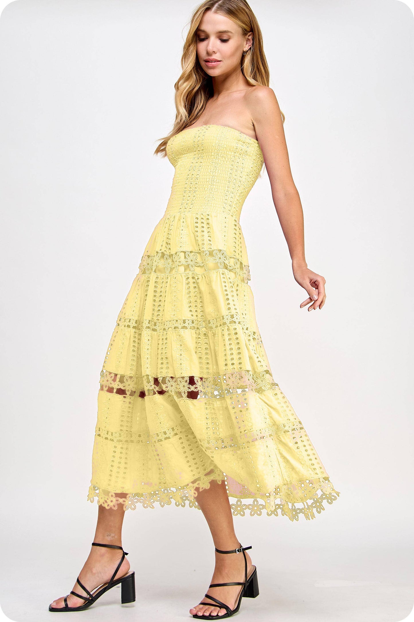 Lena Eyelet Midi Dress - Bohemian Resort Wear