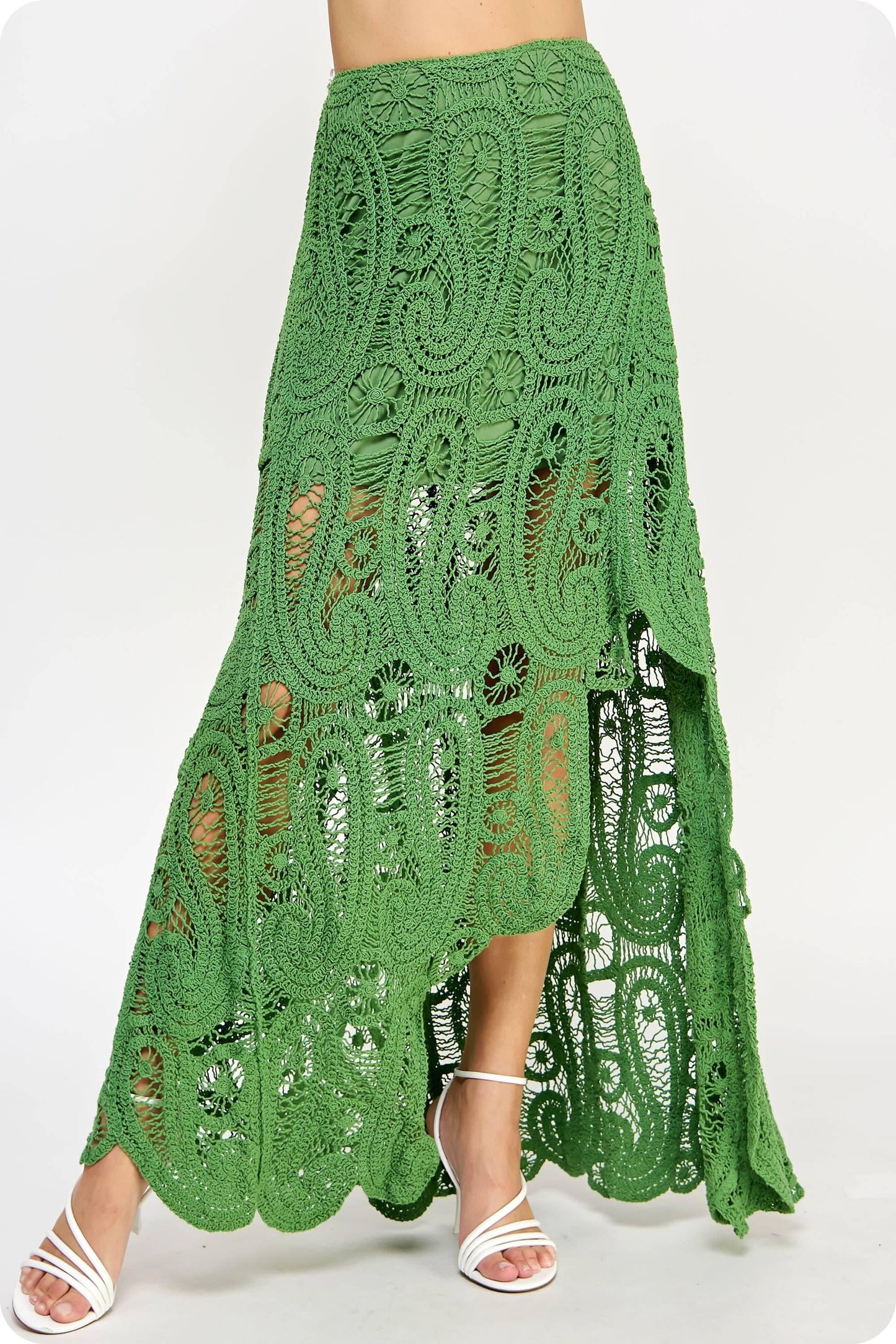 Lea Asymmetric Scalloped Crochet Top And Skirt Set - Da Bohemian Bazaar