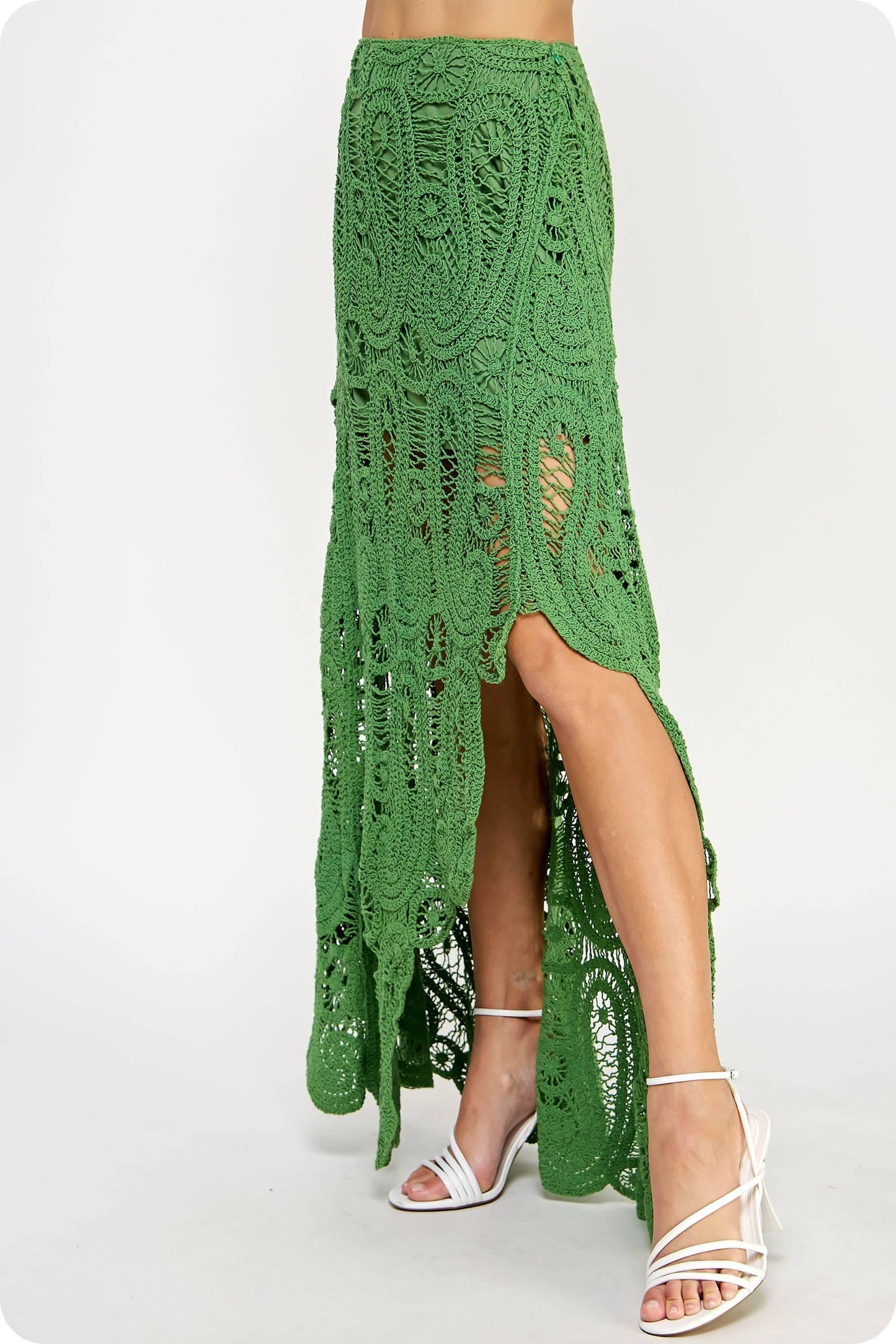 Lea Asymmetric Scalloped Crochet Top And Skirt Set - Da Bohemian Bazaar