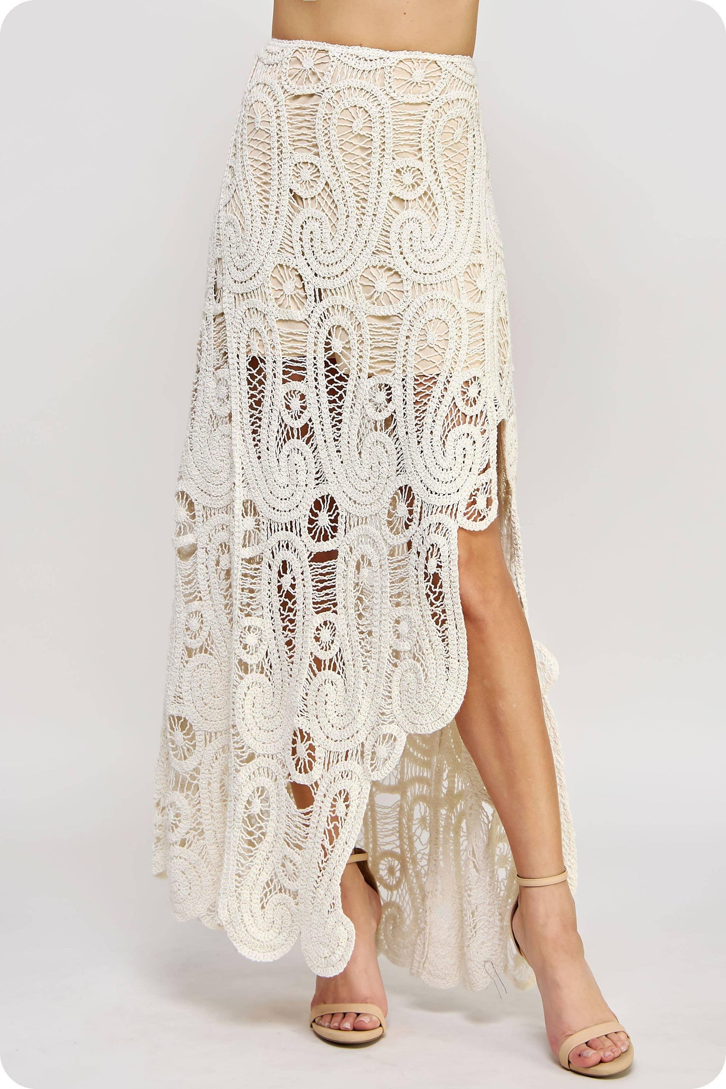 Lea Asymmetric Scalloped Crochet Top And Skirt Set - Da Bohemian Bazaar