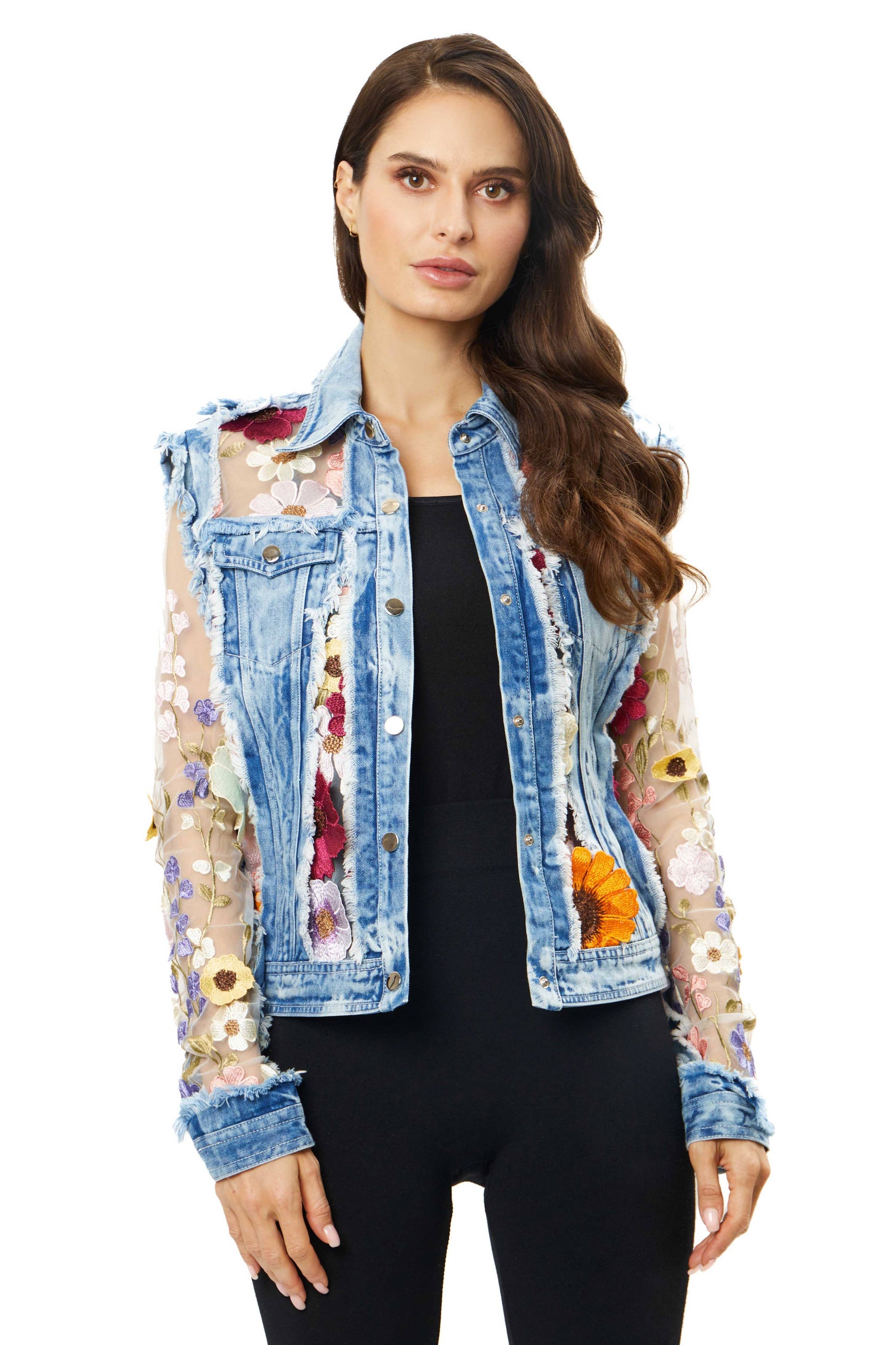 J’Adore Denim and Lace Embroidered Jacket - Da Bohemian Bazaar