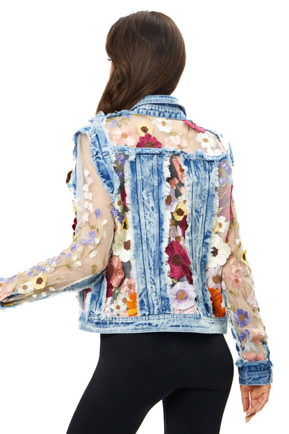 J’Adore Denim and Lace Embroidered Jacket - Da Bohemian Bazaar
