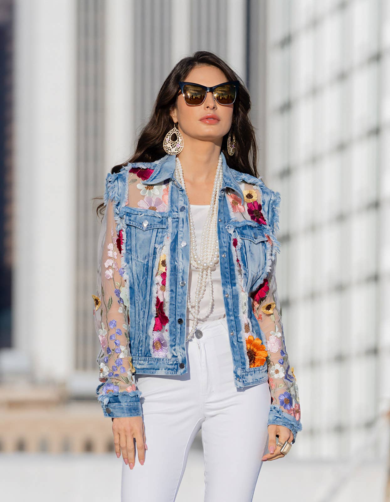 J’Adore Denim and Lace Embroidered Jacket - Da Bohemian Bazaar