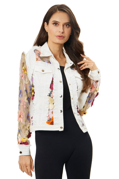 J’Adore Denim and Lace Embroidered Jacket