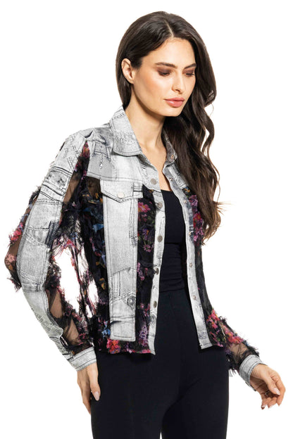 J’Adore Denim and Lace Embroidered Jacket