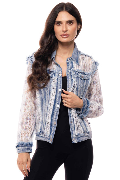 J’Adore Embroidered Denim & Lace Bohemian Jacket - Vintage Floral Statement Piece