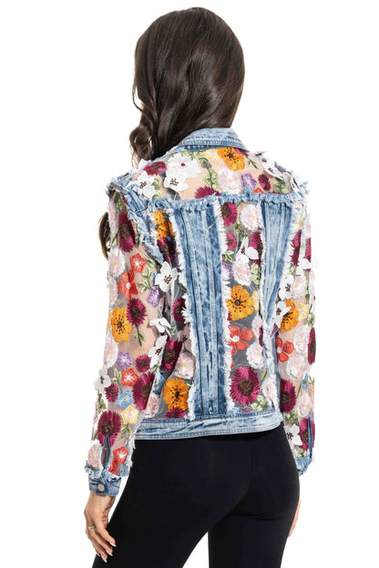 J’Adore Denim and Lace Embroidered Jacket
