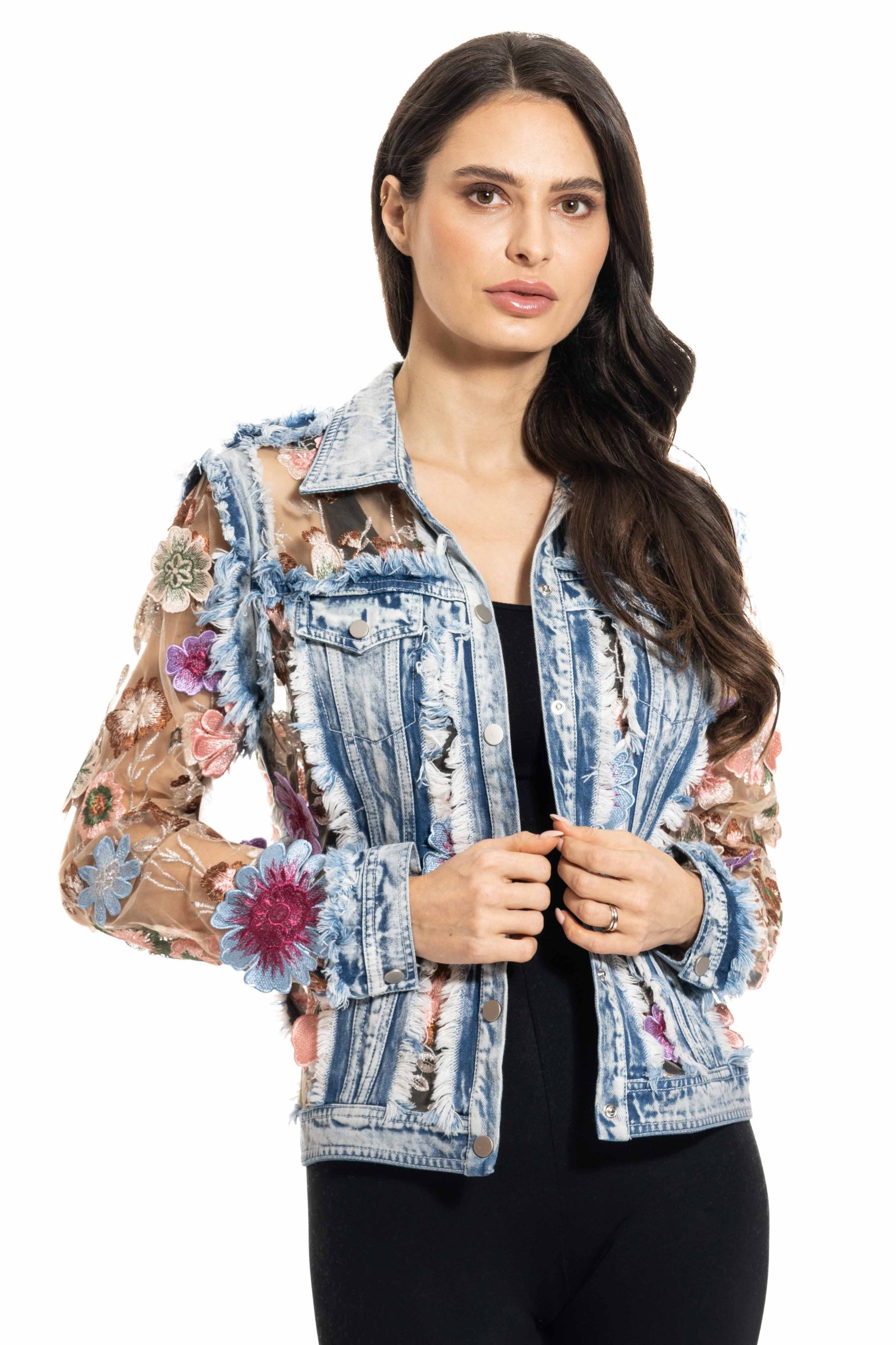 J’Adore Denim and Lace Embroidered Jacket - Da Bohemian Bazaar