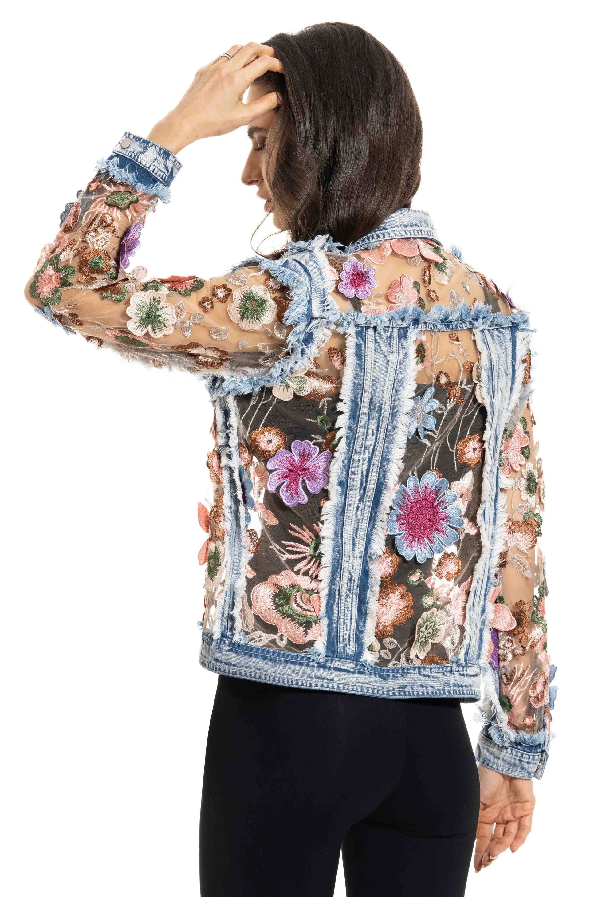 J’Adore Denim and Lace Embroidered Jacket - Da Bohemian Bazaar