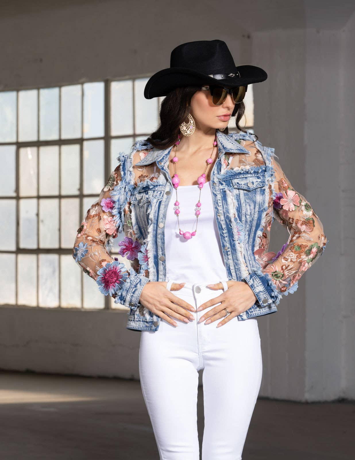J’Adore Denim and Lace Embroidered Jacket - Da Bohemian Bazaar