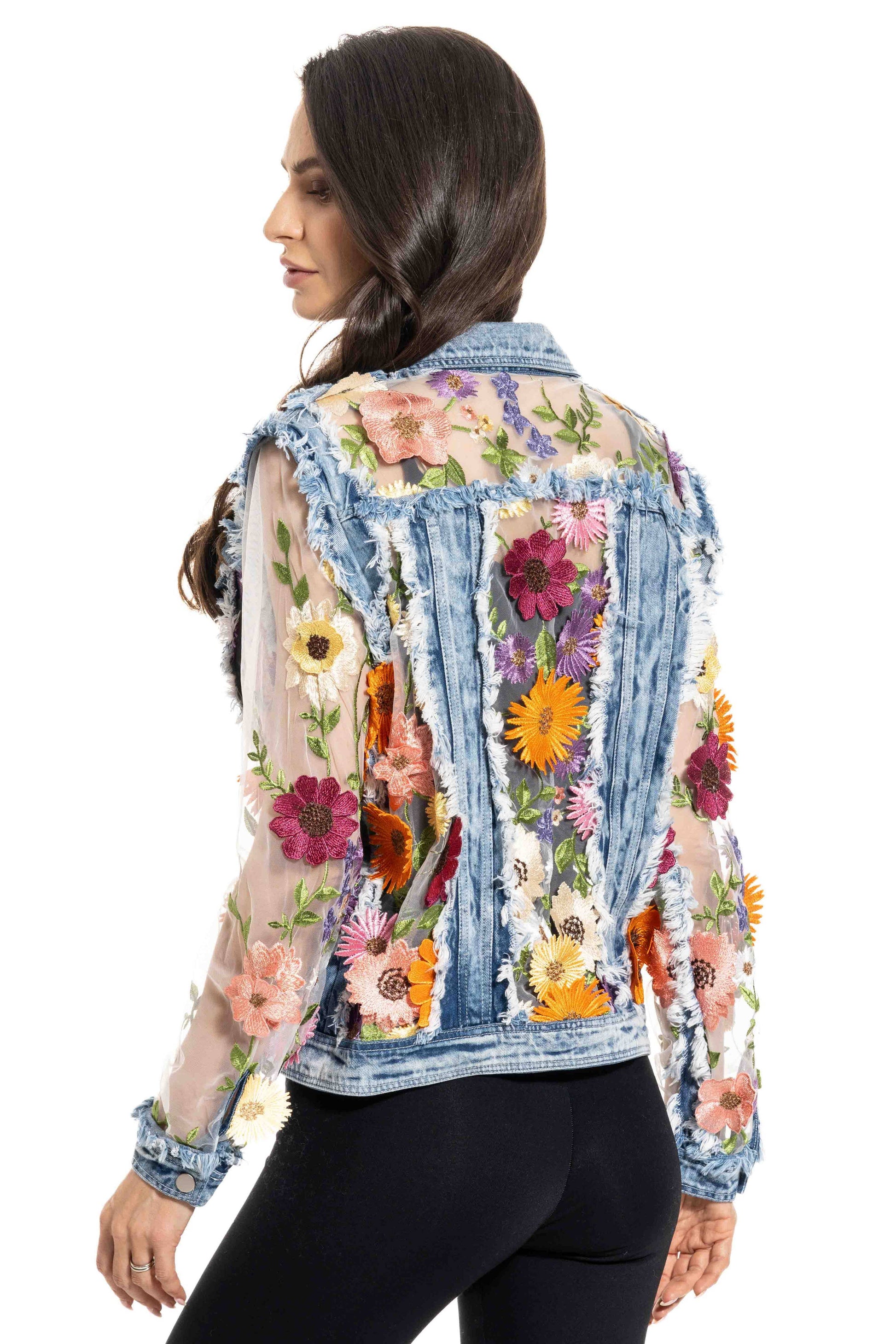 J’Adore Denim and Lace Embroidered Jacket - Da Bohemian Bazaar