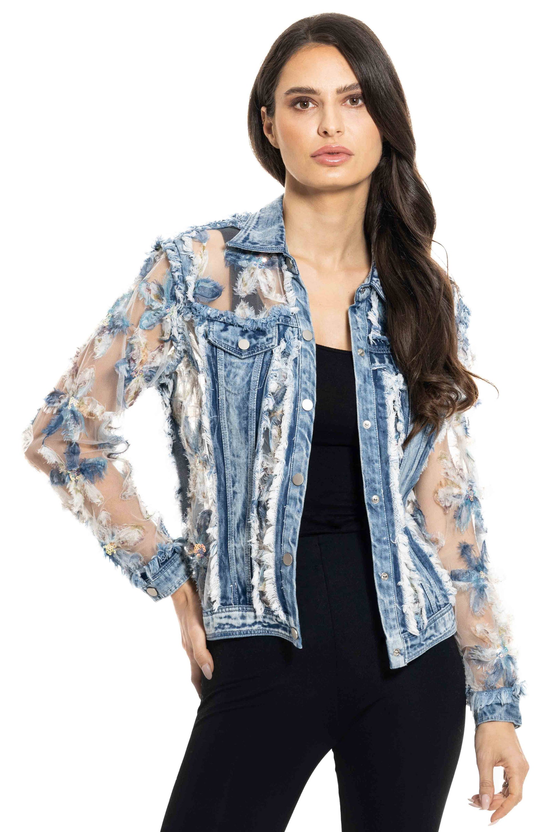 J’Adore Denim and Lace Embroidered Jacket - Da Bohemian Bazaar