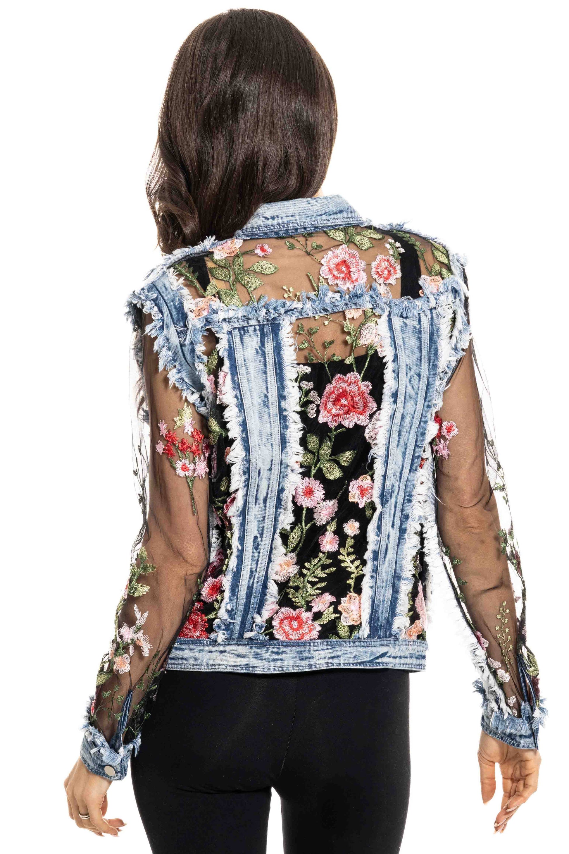 J’Adore Denim and Lace Embroidered Jacket - Da Bohemian Bazaar