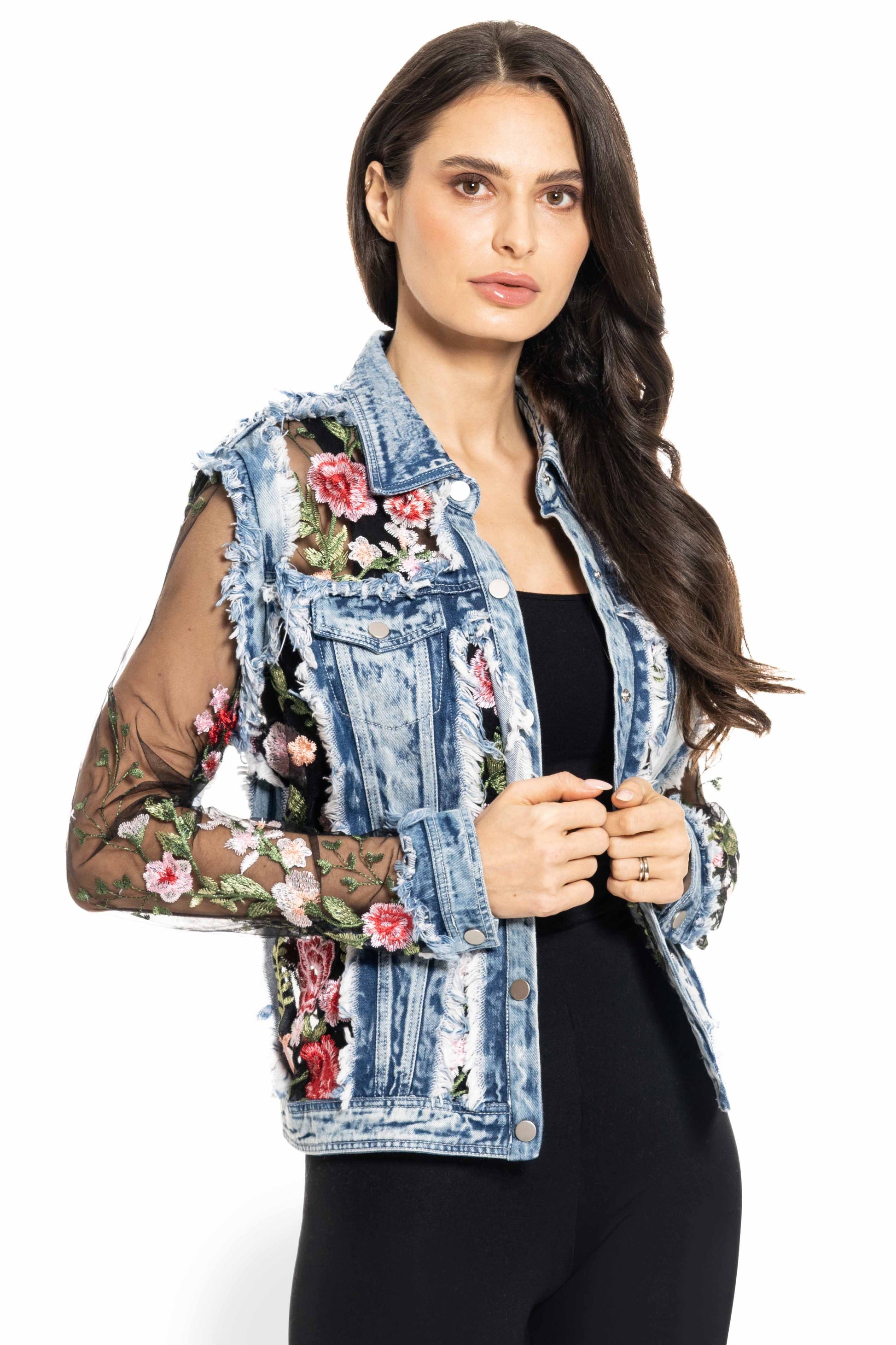 J’Adore Denim and Lace Embroidered Jacket - Da Bohemian Bazaar