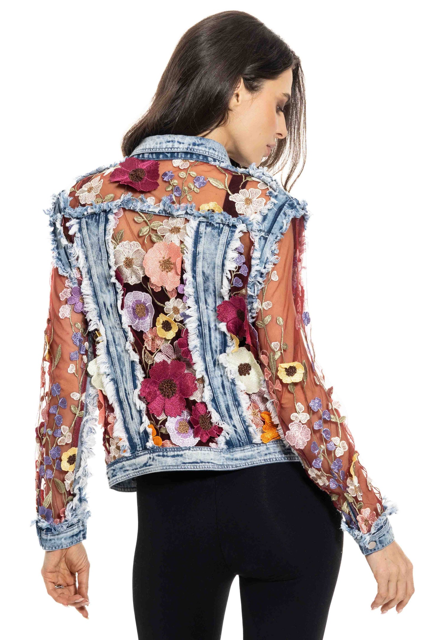 J’Adore Denim and Lace Embroidered Jacket - Da Bohemian Bazaar