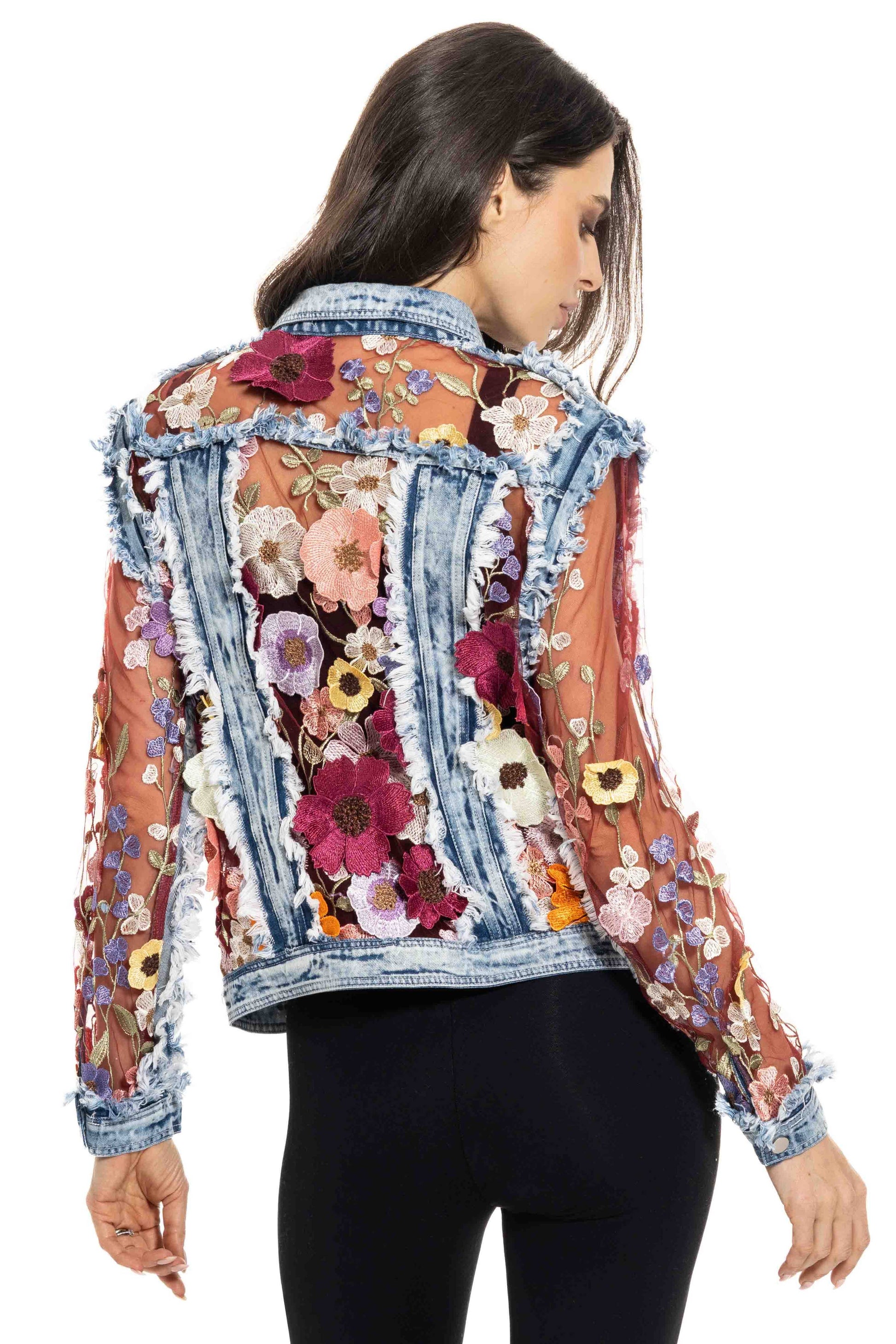 J’Adore Denim and Lace Embroidered Jacket - Da Bohemian Bazaar