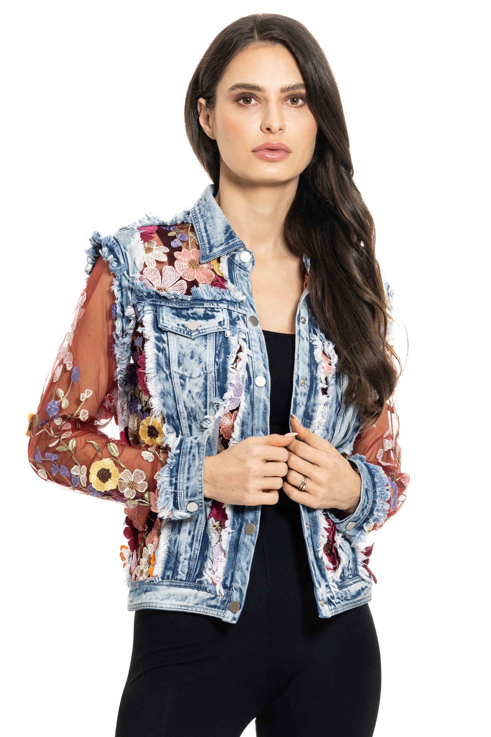J’Adore Denim and Lace Embroidered Jacket - Da Bohemian Bazaar