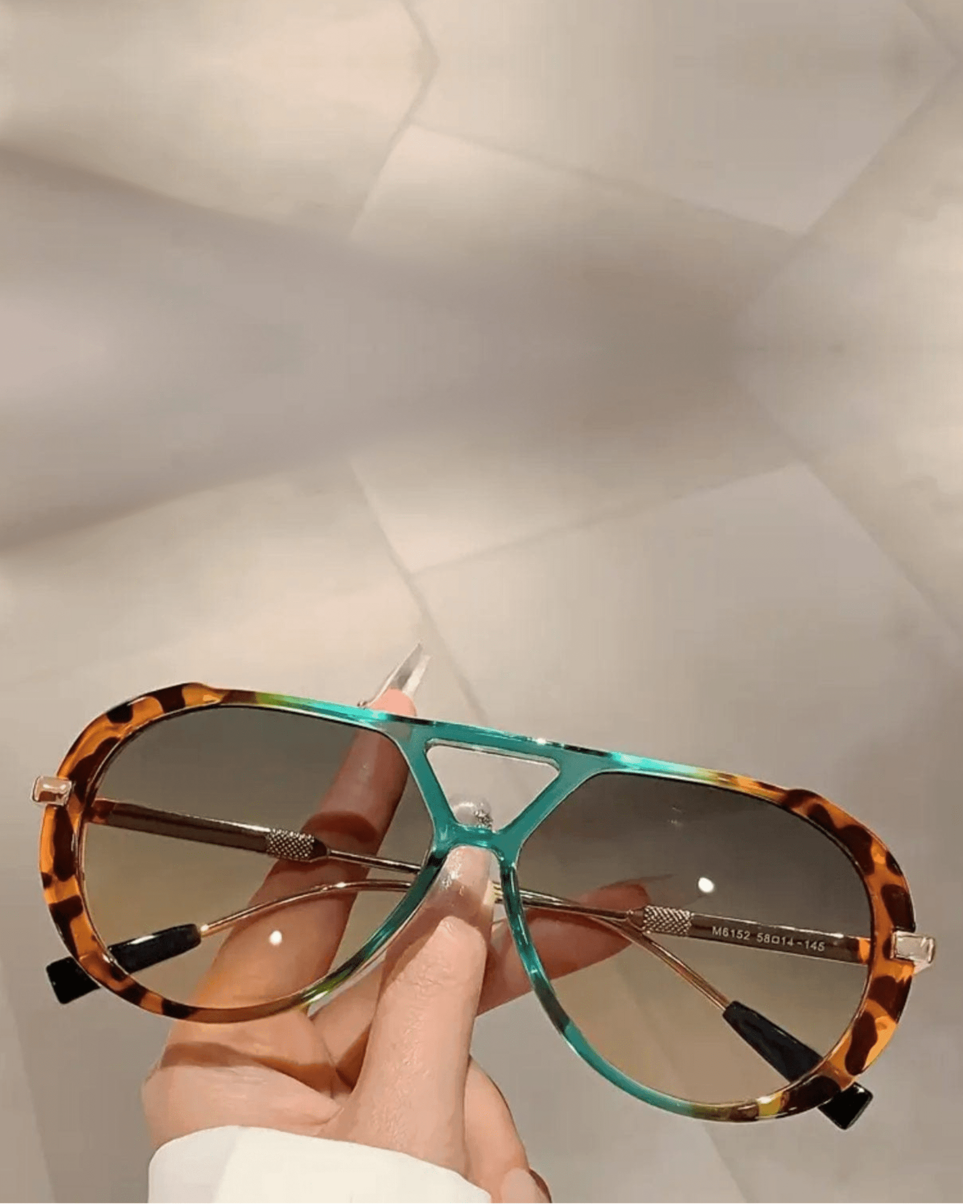 Luxe Retro Aviator Sunglasses – Gradient Tortoise & Teal Frame - Da Bohemian Bazaar