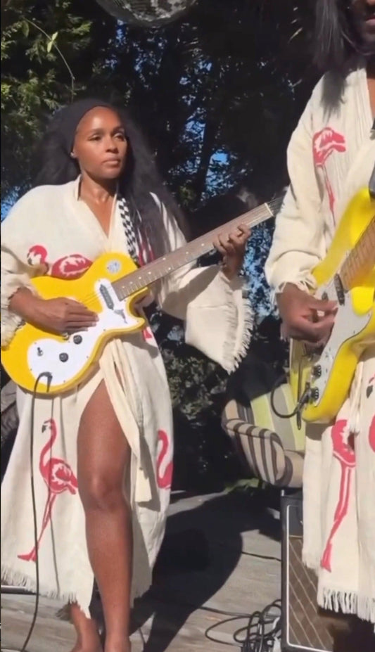 The Jan – Handcrafted Muslin Cotton Flamingo Kimono | Bohemian Resort Layer