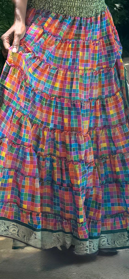 Carnival Mosaic Tiered Kezia Maxi Skirt