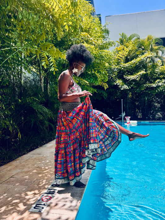 Carnival Mosaic Tiered Kezia Maxi Skirt