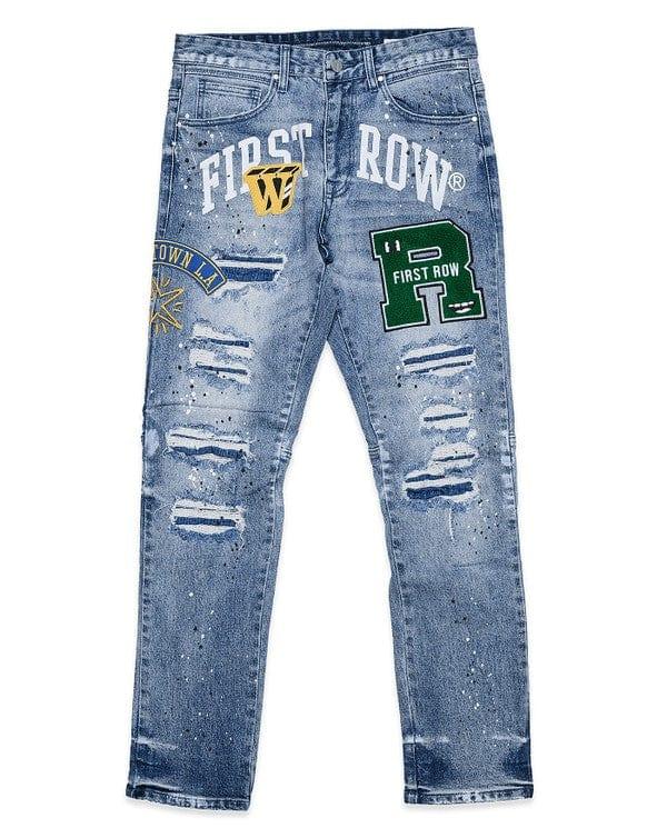 Varsity Patched Slim Denim - Da Bohemian Bazaar