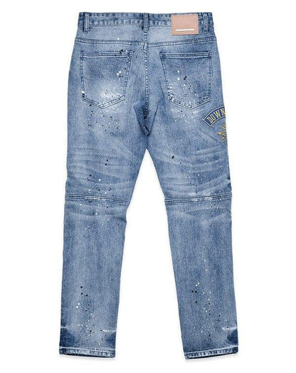 Varsity Patched Slim Denim - Da Bohemian Bazaar
