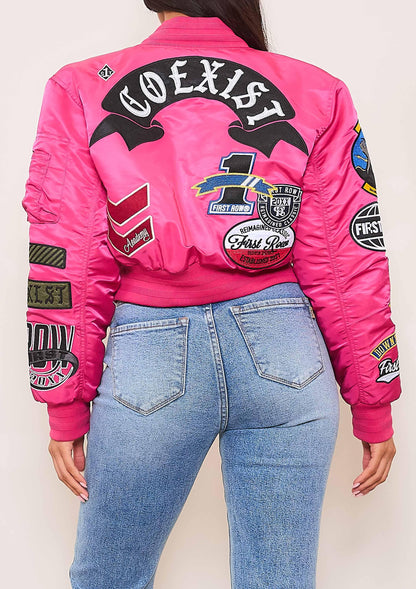 Coexist Multi Patches MA-1 Bomber Jacket - Da Bohemian Bazaar