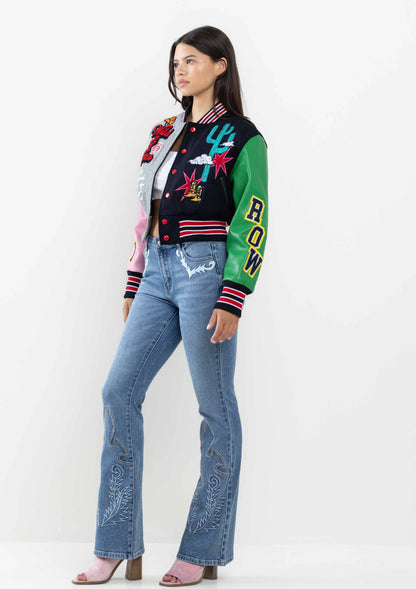 Wild and Free Cropped Varsity Jacket