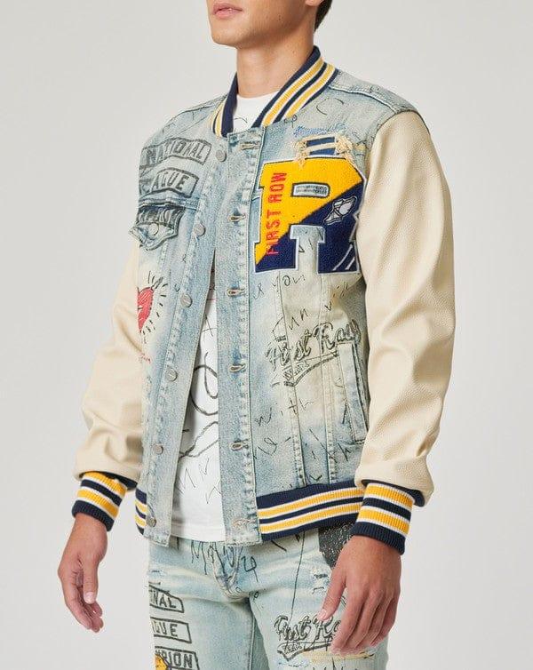 Hand Drawing Denim Varsity Jacket - Da Bohemian Bazaar