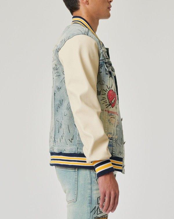 Hand Drawing Denim Varsity Jacket - Da Bohemian Bazaar