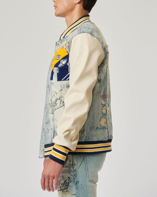 Hand Drawing Denim Varsity Jacket - Da Bohemian Bazaar