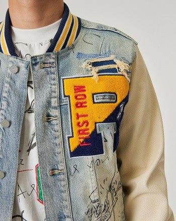 Hand Drawing Denim Varsity Jacket - Da Bohemian Bazaar