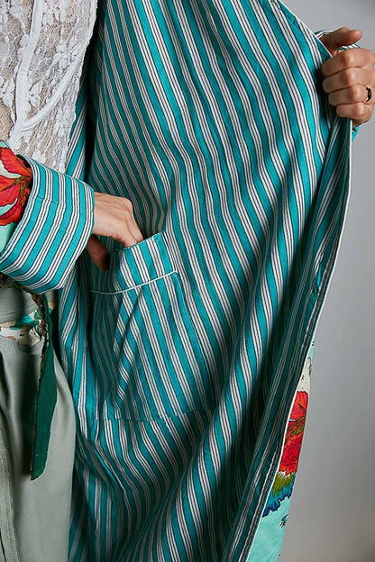 Floral Hood & Belt Maxi Kimono Cardigan