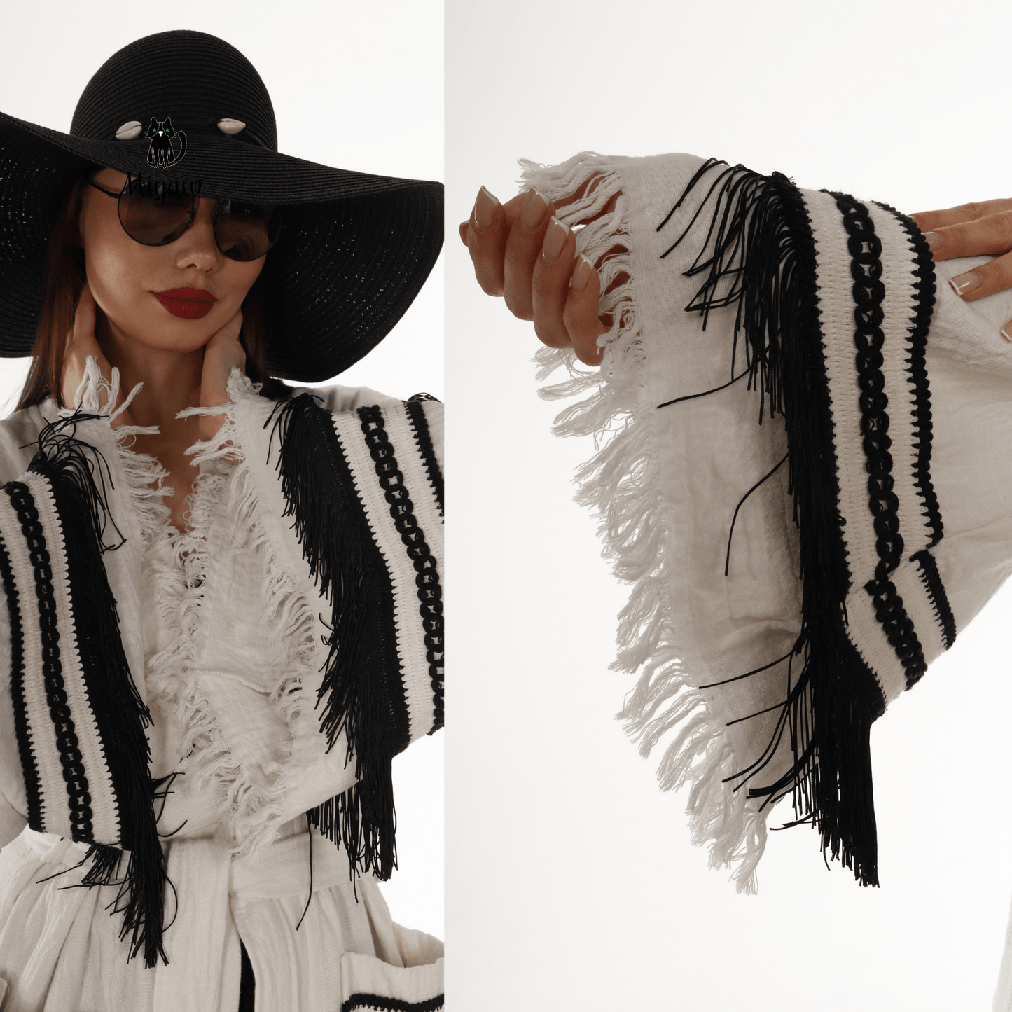 Lai Kimono Robe with Black Fringe – Boho Western Style