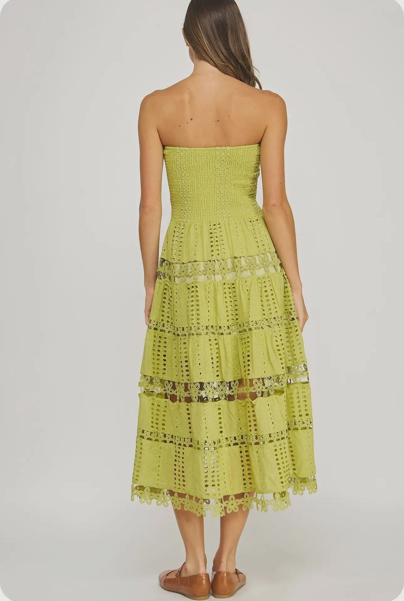 Lena Eyelet Midi Dress - Bohemian Resort Wear
