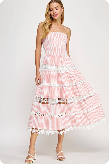 Lena Eyelet Midi Dress - Bohemian Resort Wear